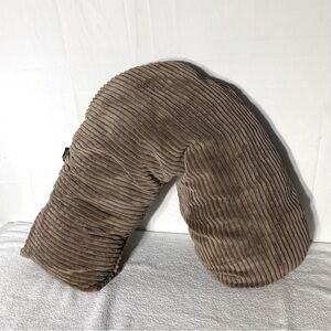 Jolly Jumper Boomerang Nursing Pillow With Plush Brown Corduroy Cover